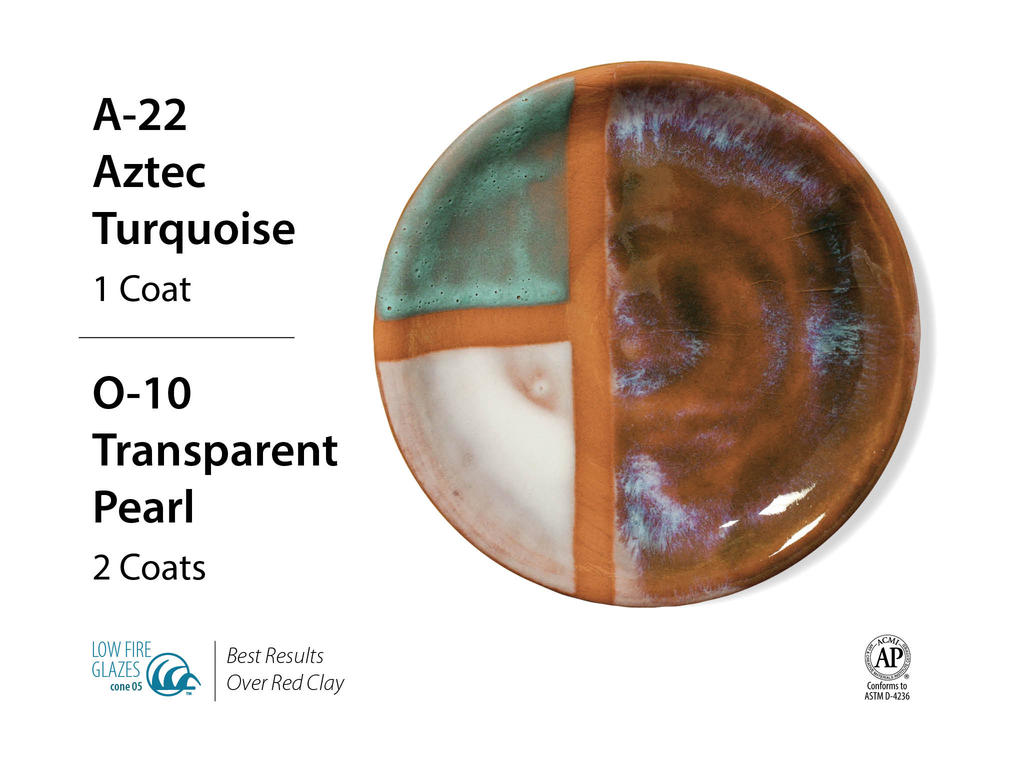 Kombinace glazury O-10 s Artists choice glazurami Kombinace glazury O-10 s Artists choice glazurami