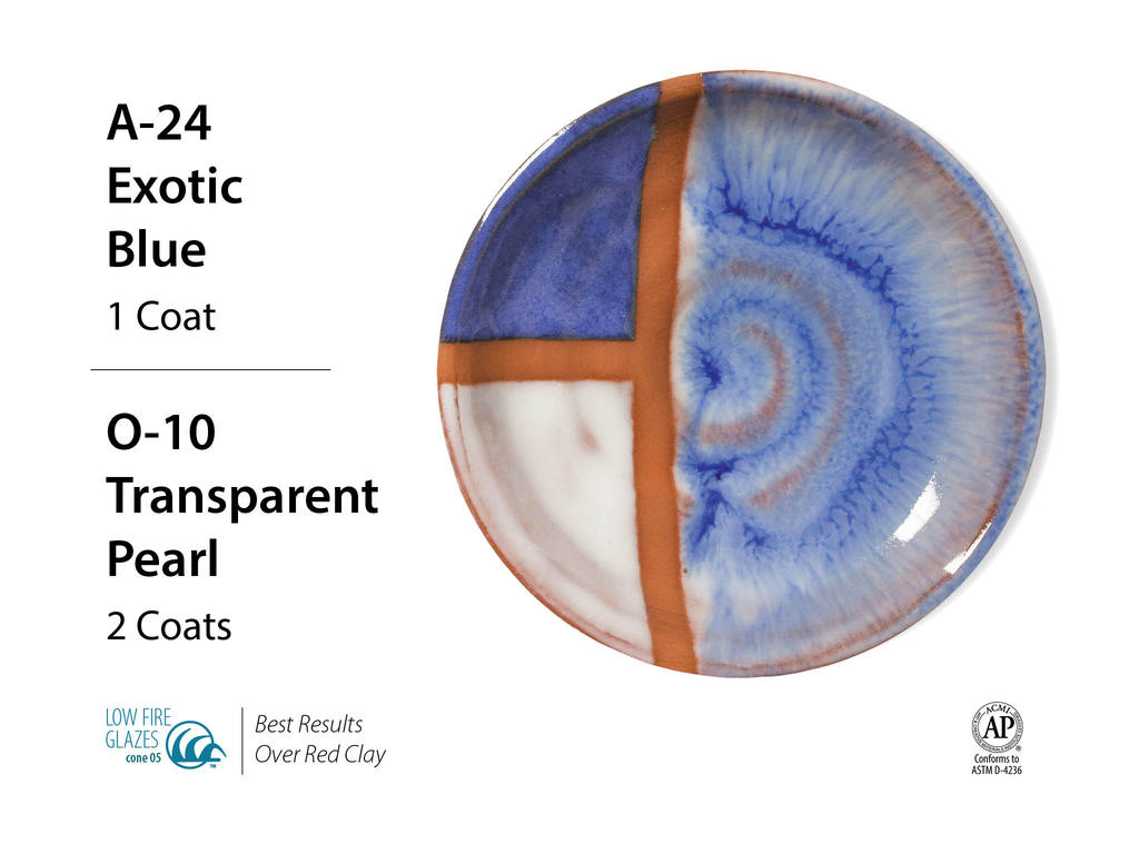 Kombinace glazury O-10 s Artists choice glazurami Kombinace glazury O-10 s Artists choice glazurami