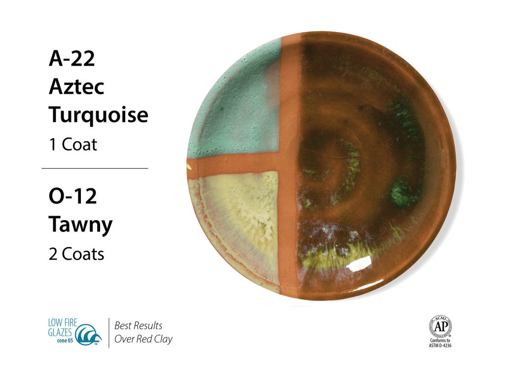 Kombinace glazury O-12 s Artists choice glazurami Kombinace glazury O-12 s Artists choice glazurami