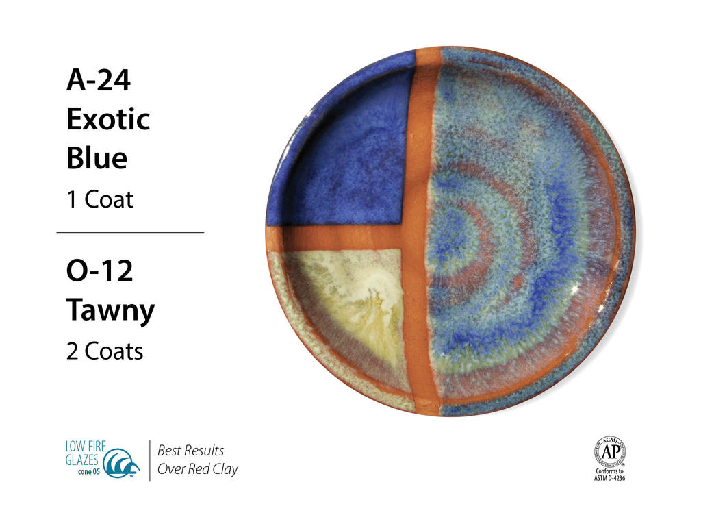 Kombinace glazury O-12 s Artists choice glazurami Kombinace glazury O-12 s Artists choice glazurami