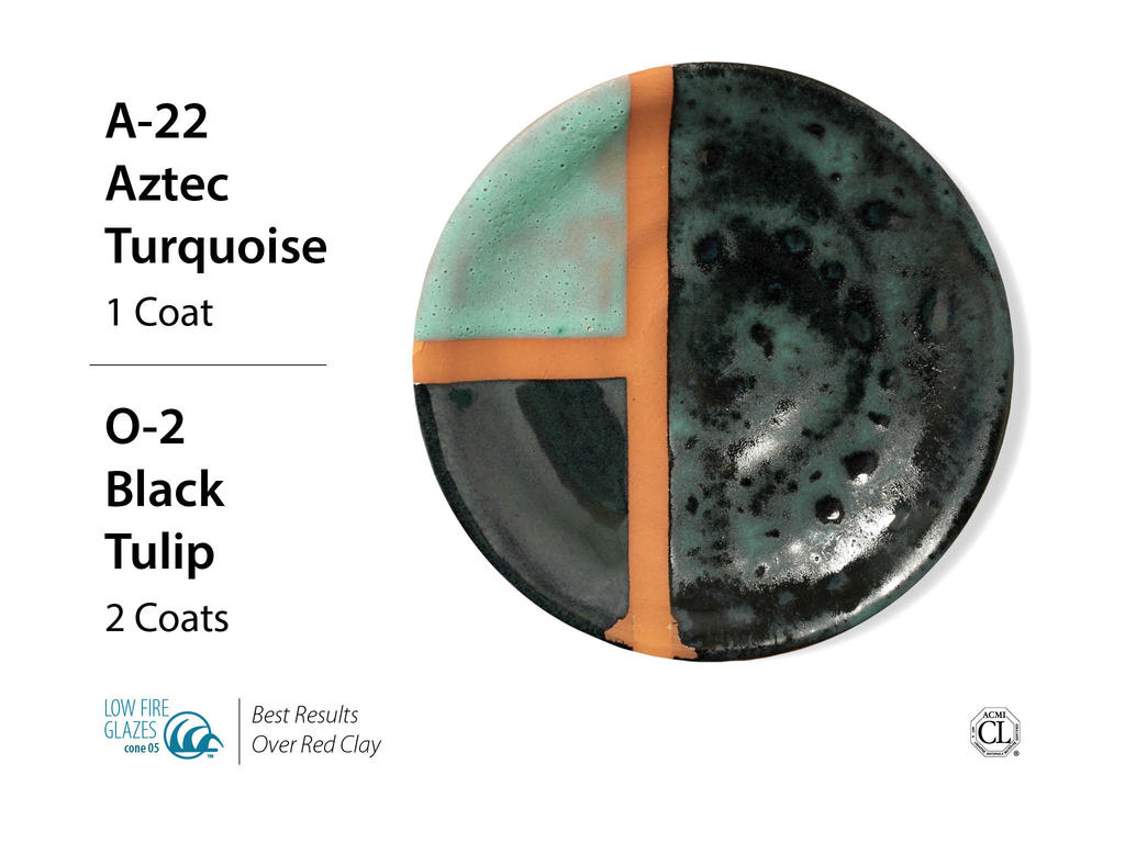 Kombinace glazury O-2 s Artists choice glazurami Kombinace glazury O-2 s Artists choice glazurami