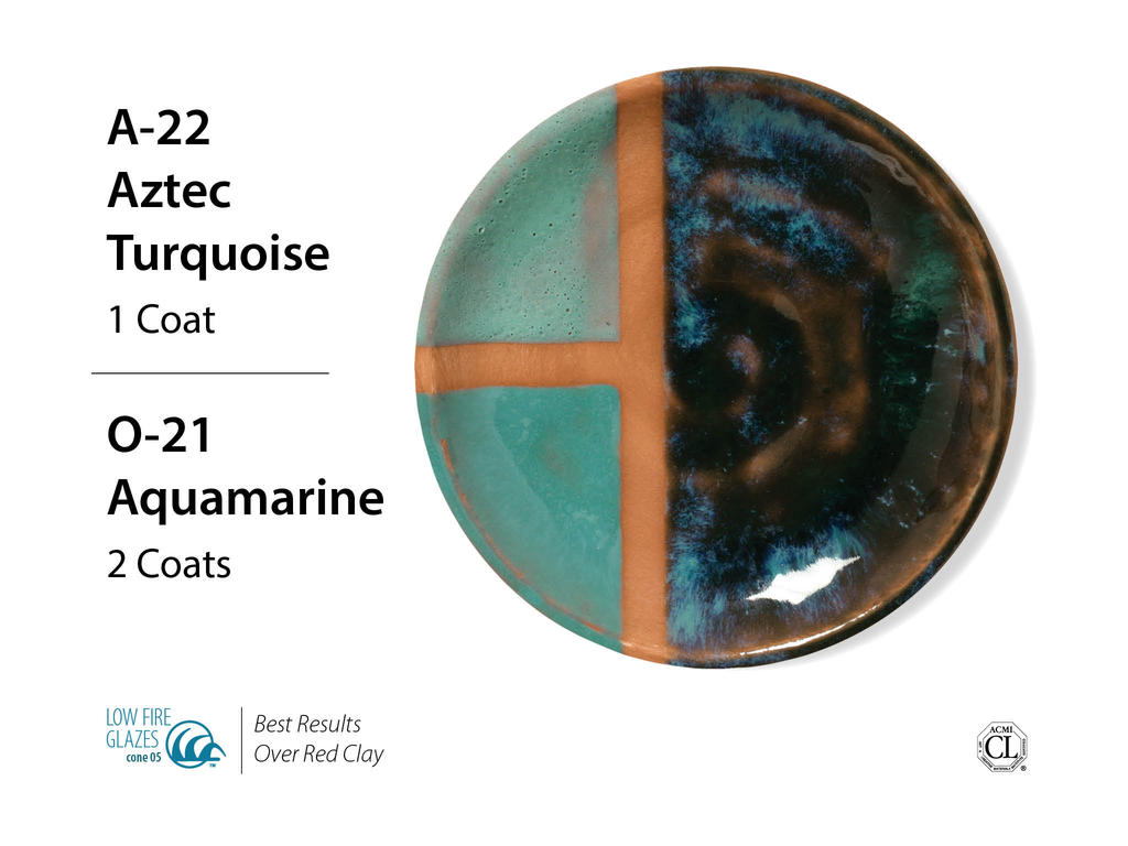 Kombinace glazury O-21 s Artists choice glazurami Kombinace glazury O-21 s Artists choice glazurami