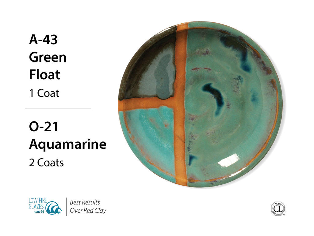 Kombinace glazury O-21 s Artists choice glazurami Kombinace glazury O-21 s Artists choice glazurami