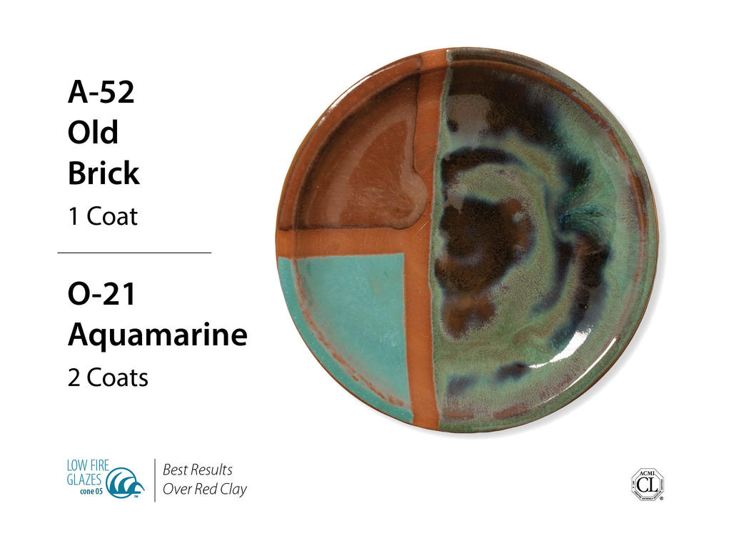 Kombinace glazury O-21 s Artists choice glazurami Kombinace glazury O-21 s Artists choice glazurami