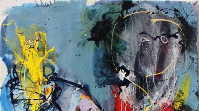 <strong>Frutería en la playa</strong>-kombinovaná technika na plátně,<br> 160 x 120 cm, 2022<br> <strong>Frutería en la playa</strong>-mixed media on canvas, <br> 160 x 120 cm, 2022