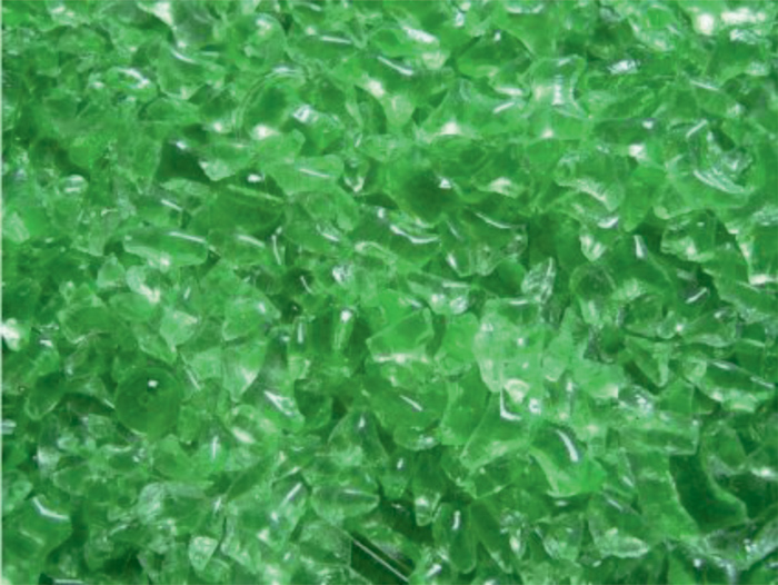 Mo 21 skleněná drť - jarní zelená transparentní / 500 g